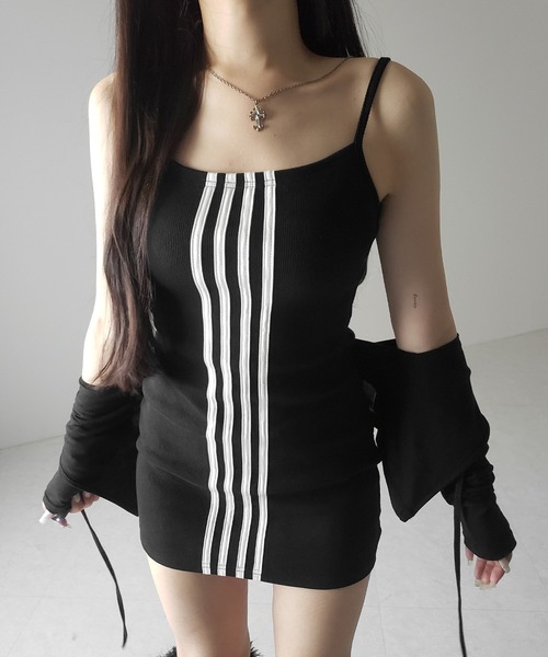 me+em select（ミームセレクト）の「４ラインタイトミニキャミワンピース ／ 4 line tight mini cami onepiece（ワンピース・レディース・ブラック・FREE）」の5枚目の写真
