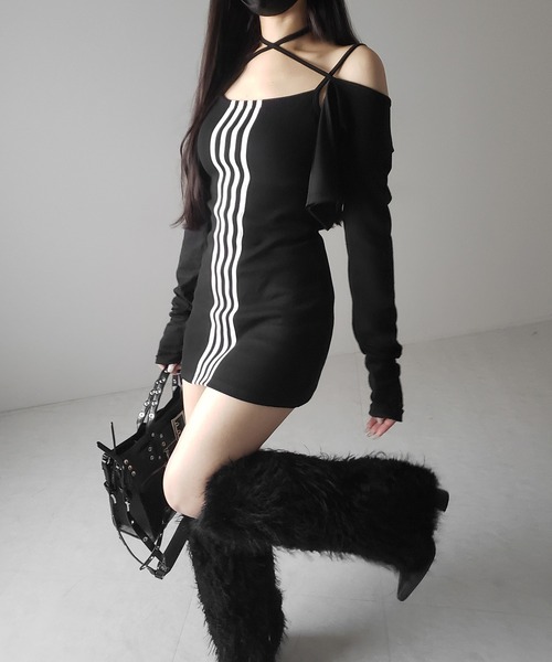 me+em select（ミームセレクト）の「４ラインタイトミニキャミワンピース ／ 4 line tight mini cami onepiece（ワンピース・レディース・ブラック・FREE）」の6枚目の写真