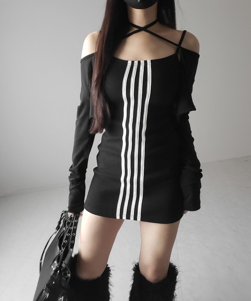 me+em select（ミームセレクト）の「４ラインタイトミニキャミワンピース ／ 4 line tight mini cami onepiece（ワンピース・レディース・ブラック・FREE）」の7枚目の写真