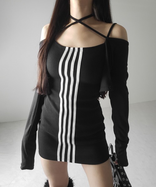 me+em select（ミームセレクト）の「４ラインタイトミニキャミワンピース ／ 4 line tight mini cami onepiece（ワンピース・レディース・ブラック・FREE）」の8枚目の写真
