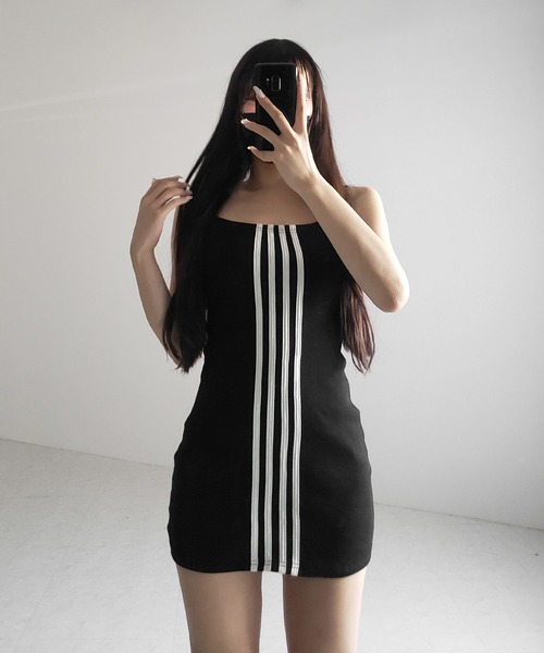 me+em select（ミームセレクト）の「４ラインタイトミニキャミワンピース ／ 4 line tight mini cami onepiece（ワンピース・レディース・ブラック・FREE）」の9枚目の写真