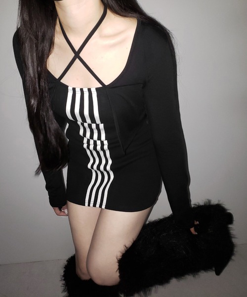 me+em select（ミームセレクト）の「４ラインタイトミニキャミワンピース ／ 4 line tight mini cami onepiece（ワンピース・レディース・ブラック・FREE）」の15枚目の写真