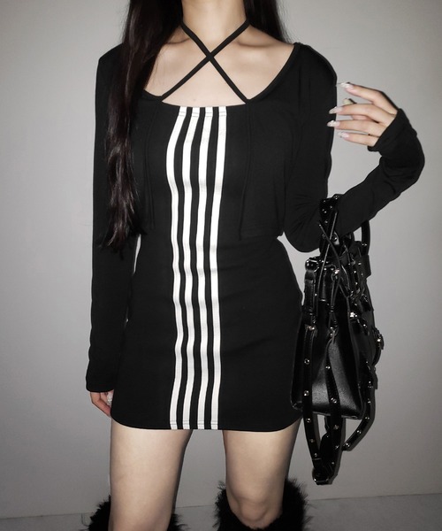 me+em select（ミームセレクト）の「４ラインタイトミニキャミワンピース ／ 4 line tight mini cami onepiece（ワンピース・レディース・ブラック・FREE）」の17枚目の写真