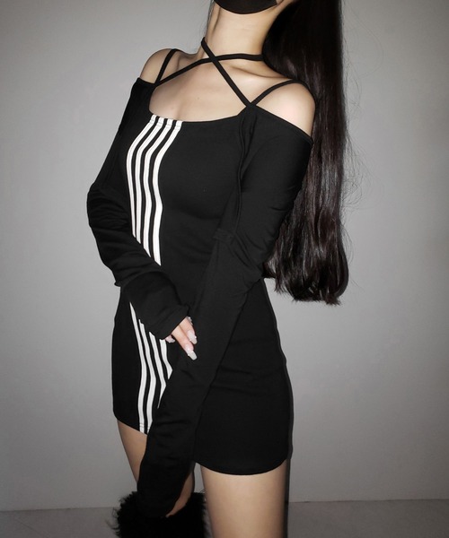me+em select（ミームセレクト）の「４ラインタイトミニキャミワンピース ／ 4 line tight mini cami onepiece（ワンピース・レディース・ブラック・FREE）」の21枚目の写真