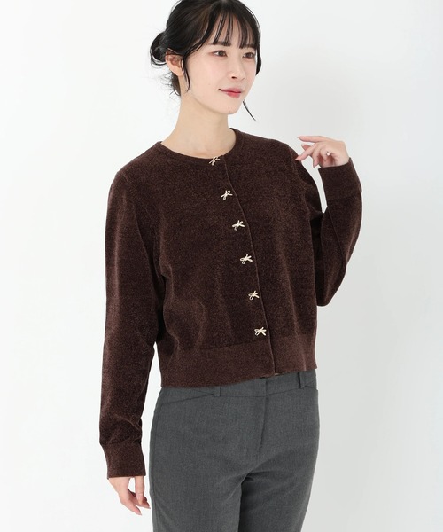 シェニールベロア_ベロアモールニットカーディガン(カーディガン シェニールベロア_ベロアモールニットカーディガン(カーディガン
