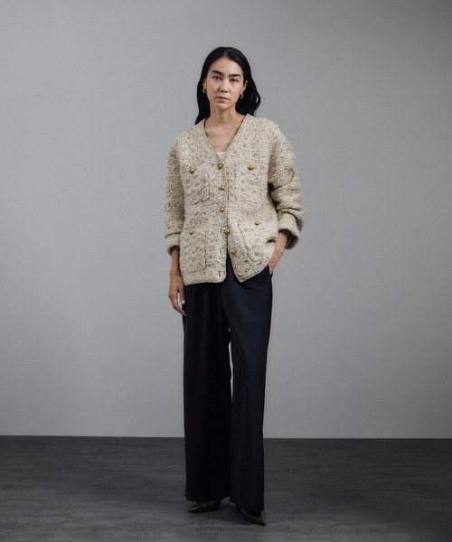 ツイードニットVネックジャケット（カーディガン/ボレロ）｜SALON adam
