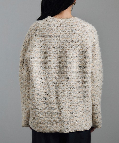 ツイードニットVネックジャケット（カーディガン/ボレロ）｜SALON adam