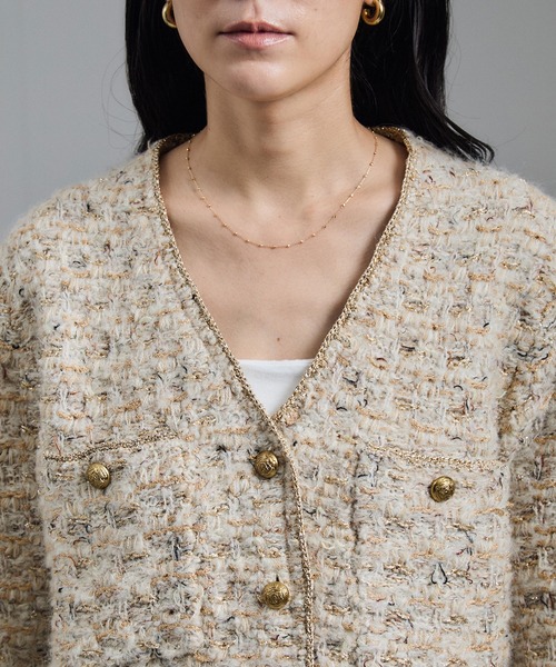 ツイードニットVネックジャケット（カーディガン/ボレロ）｜SALON adam