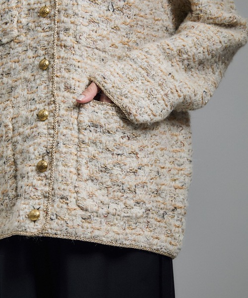 ツイードニットVネックジャケット（カーディガン/ボレロ）｜SALON adam