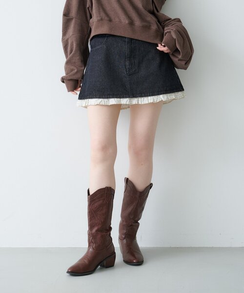 Kastane（カスタネ）の「フリルデニムミニスカート（スカート）」 - WEAR