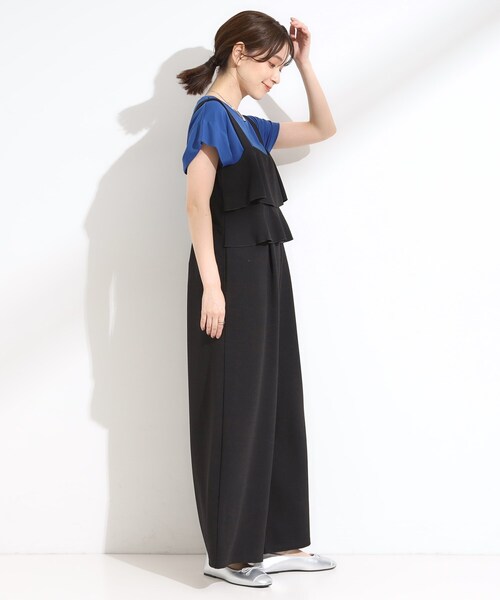 DRESKIP（ドレスキップ）の「【洗える/S-LL】ティアードフリルサロペット（サロペット/オーバーオール・レディース・ブラウン系その他/ブラック・02/01/04/03）」の4枚目の写真