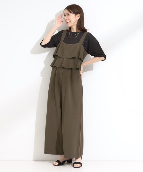 DRESKIP（ドレスキップ）の「【洗える/S-LL】ティアードフリルサロペット（サロペット/オーバーオール・レディース・ブラウン系その他/ブラック・02/01/04/03）」の8枚目の写真