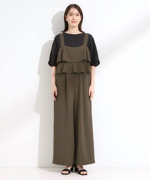 DRESKIP（ドレスキップ）の「【洗える/S-LL】ティアードフリルサロペット（サロペット/オーバーオール・レディース・ブラウン系その他/ブラック・02/01/04/03）」の11枚目の写真