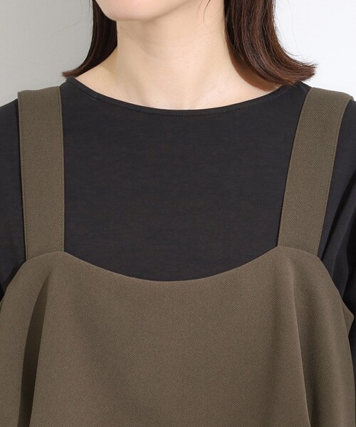 DRESKIP（ドレスキップ）の「【洗える/S-LL】ティアードフリルサロペット（サロペット/オーバーオール・レディース・ブラウン系その他/ブラック・02/01/04/03）」の14枚目の写真