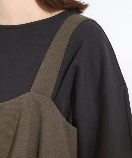 DRESKIP（ドレスキップ）の「【洗える/S-LL】ティアードフリルサロペット（サロペット/オーバーオール・レディース・ブラウン系その他/ブラック・02/01/04/03）」の15枚目の写真