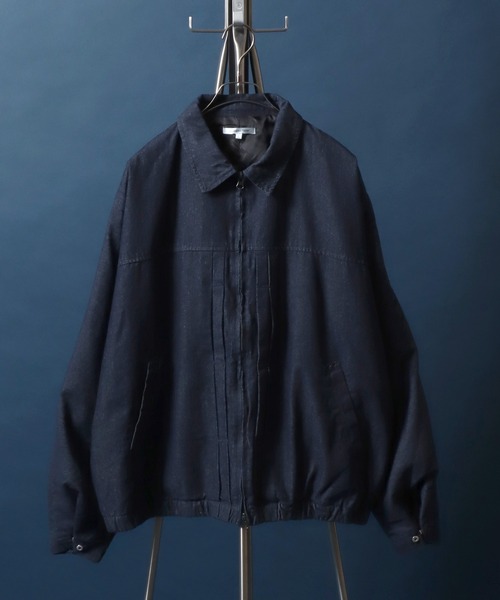 ANPAS(アンパス)の「Dolman Sleeve Denim Jacket One Wash Double Zip/ワンウォッシュ ドルマンスリーブ ダブルジップ デニムジャケット ブルゾン メンズ レディース(ブルゾン・メンズ・ブルー/ブラック・M/L)」の2枚目の写真