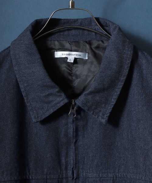 ANPAS(アンパス)の「Dolman Sleeve Denim Jacket One Wash Double Zip/ワンウォッシュ ドルマンスリーブ ダブルジップ デニムジャケット ブルゾン メンズ レディース(ブルゾン・メンズ・ブルー/ブラック・M/L)」の4枚目の写真
