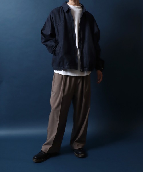 ANPAS(アンパス)の「Dolman Sleeve Denim Jacket One Wash Double Zip/ワンウォッシュ ドルマンスリーブ ダブルジップ デニムジャケット ブルゾン メンズ レディース(ブルゾン・メンズ・ブルー/ブラック・M/L)」の21枚目の写真