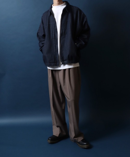 ANPAS(アンパス)の「Dolman Sleeve Denim Jacket One Wash Double Zip/ワンウォッシュ ドルマンスリーブ ダブルジップ デニムジャケット ブルゾン メンズ レディース(ブルゾン・メンズ・ブルー/ブラック・M/L)」の19枚目の写真