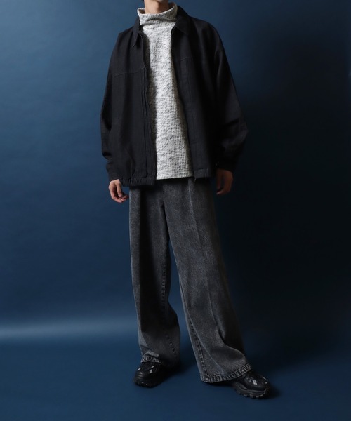 ANPAS(アンパス)の「Dolman Sleeve Denim Jacket One Wash Double Zip/ワンウォッシュ ドルマンスリーブ ダブルジップ デニムジャケット ブルゾン メンズ レディース(ブルゾン・メンズ・ブルー/ブラック・M/L)」の14枚目の写真