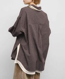 KBF | チェックレイヤードBIGシャツ(シャツ/ブラウス)