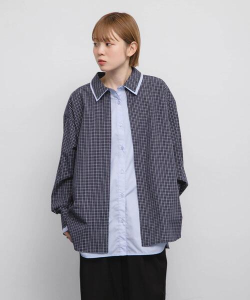 KBF（ケイビーエフ）の「チェックレイヤードBIGシャツ（シャツ