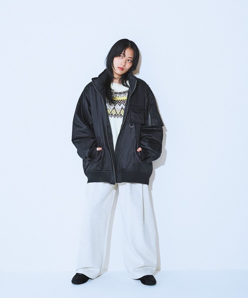 JEANASIS（ジーナシス）の「【細部にまでこだわった万能アイテム】Army BIGブルゾン/588963（ブルゾン・レディース・オフホワイト/ブラック/カーキ/ブラウン系その他・FREE）」の9枚目の写真