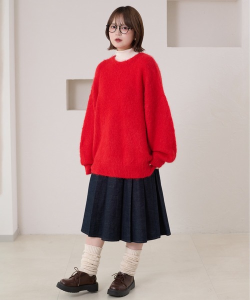 kutir(クティール)の「シャギーニットプルオーバー(ニット/セーター・レディース・イエロー/ネイビー/ボルドー/レッド/ブルー/チャコールグレー/アイボリー・FREE)」の6枚目の写真