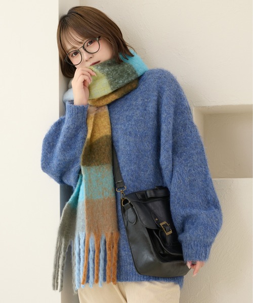 kutir(クティール)の「シャギーニットプルオーバー(ニット/セーター・レディース・イエロー/ネイビー/ボルドー/レッド/ブルー/チャコールグレー/アイボリー・FREE)」の1枚目の写真