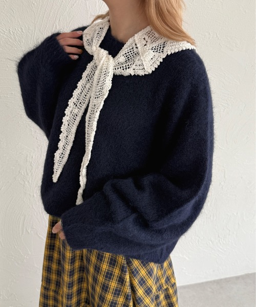 kutir(クティール)の「シャギーニットプルオーバー(ニット/セーター・レディース・イエロー/ネイビー/ボルドー/レッド/ブルー/チャコールグレー/アイボリー・FREE)」の18枚目の写真