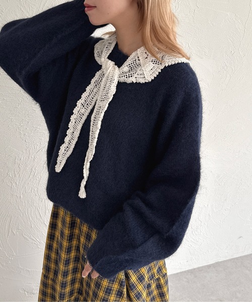 kutir(クティール)の「シャギーニットプルオーバー(ニット/セーター・レディース・イエロー/ネイビー/ボルドー/レッド/ブルー/チャコールグレー/アイボリー・FREE)」の17枚目の写真