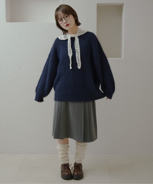 kutir(クティール)の「シャギーニットプルオーバー(ニット/セーター・レディース・イエロー/ネイビー/ボルドー/レッド/ブルー/チャコールグレー/アイボリー・FREE)」の13枚目の写真