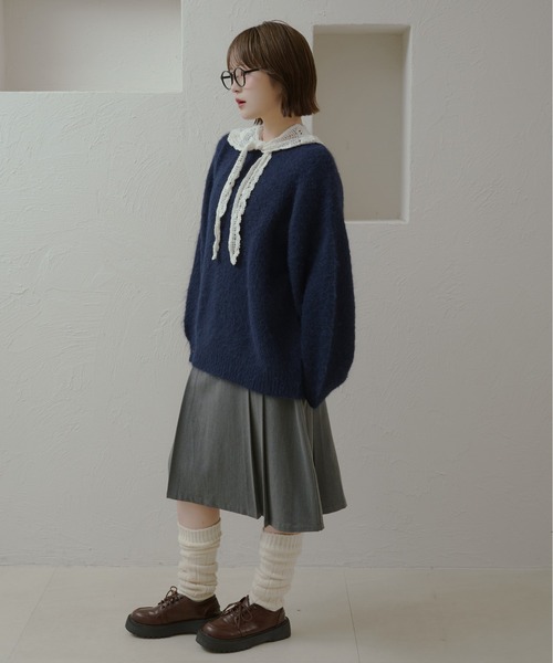 kutir(クティール)の「シャギーニットプルオーバー(ニット/セーター・レディース・イエロー/ネイビー/ボルドー/レッド/ブルー/チャコールグレー/アイボリー・FREE)」の14枚目の写真