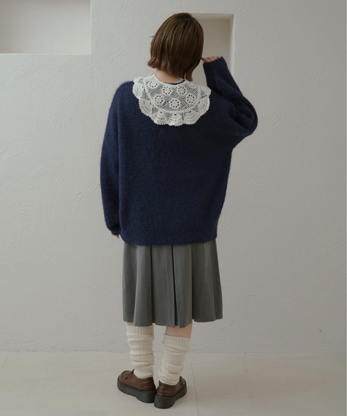 kutir(クティール)の「シャギーニットプルオーバー(ニット/セーター・レディース・イエロー/ネイビー/ボルドー/レッド/ブルー/チャコールグレー/アイボリー・FREE)」の15枚目の写真