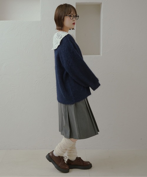 kutir(クティール)の「シャギーニットプルオーバー(ニット/セーター・レディース・イエロー/ネイビー/ボルドー/レッド/ブルー/チャコールグレー/アイボリー・FREE)」の16枚目の写真