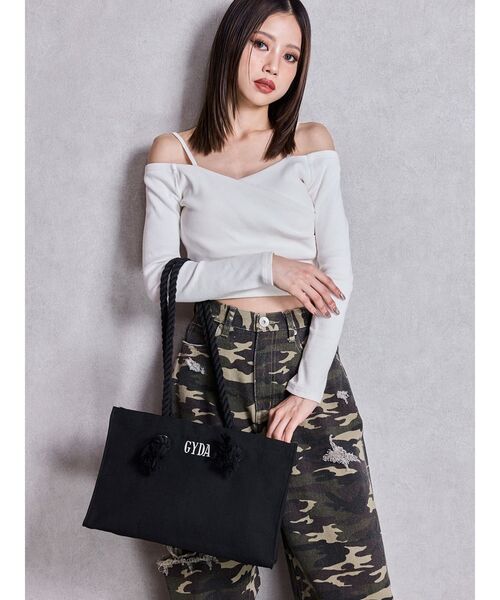 GYDA(ジェイダ)の「GYDAロープMトートBAG(トートバッグ・レディース・その他1/アイボリー/ブラック・FREE)」の10枚目の写真
