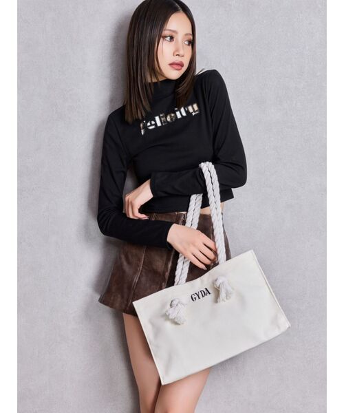 GYDA(ジェイダ)の「GYDAロープMトートBAG(トートバッグ・レディース・その他1/アイボリー/ブラック・FREE)」の12枚目の写真