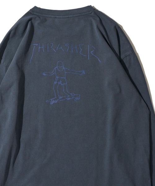 THRASHER(スラッシャー)の「【THRASHER / スラッシャー】マークゴンザレスアート ピグメント加工 クルーネックロンT(Tシャツ/カットソー・メンズ・ネイビー/ブラウン/チャコールグレー/ピンク・MEDIUM/LARGE/X-LARGE)」の3枚目の写真