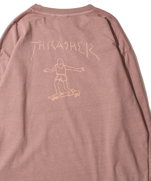 THRASHER(スラッシャー)の「【THRASHER / スラッシャー】マークゴンザレスアート ピグメント加工 クルーネックロンT(Tシャツ/カットソー・メンズ・ネイビー/ブラウン/チャコールグレー/ピンク・MEDIUM/LARGE/X-LARGE)」の4枚目の写真