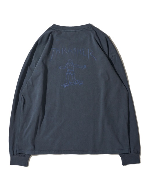 THRASHER(スラッシャー)の「【THRASHER / スラッシャー】マークゴンザレスアート ピグメント加工 クルーネックロンT(Tシャツ/カットソー・メンズ・ネイビー/ブラウン/チャコールグレー/ピンク・MEDIUM/LARGE/X-LARGE)」の12枚目の写真