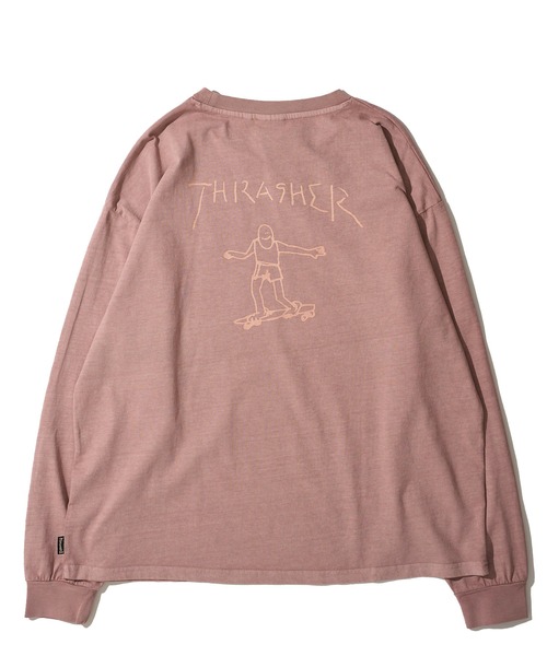 THRASHER(スラッシャー)の「【THRASHER / スラッシャー】マークゴンザレスアート ピグメント加工 クルーネックロンT(Tシャツ/カットソー・メンズ・ネイビー/ブラウン/チャコールグレー/ピンク・MEDIUM/LARGE/X-LARGE)」の6枚目の写真