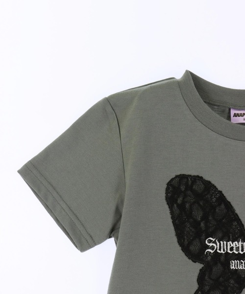 ANAP GiRL(アナップガール)の「レース アームウォーマー付 バタフライ ミニトップス【キッズお揃い】(Tシャツ/カットソー・キッズ・ブラック系その他/サックスブルー・M/S/XS)」の18枚目の写真