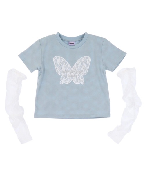 ANAP GiRL(アナップガール)の「レース アームウォーマー付 バタフライ ミニトップス【キッズお揃い】(Tシャツ/カットソー・キッズ・ブラック系その他/サックスブルー・M/S/XS)」の22枚目の写真