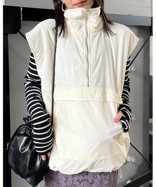 【&soiree】ハーフジップ中綿アノラックベスト