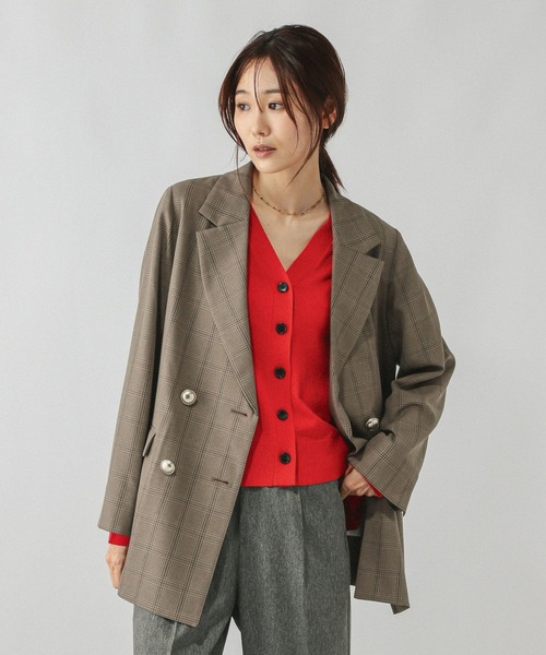 GLOBAL WORK（グローバルワーク）の「お手入れラクラクセットアップ/ダブルジャケット/498372（テーラードジャケット・レディース・アイボリー/ネイビー/ダークブラウン/ブラウン系その他・LARGE/SMALL/MEDIUM）」の2枚目の写真