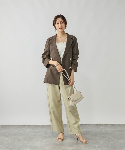 GLOBAL WORK（グローバルワーク）の「お手入れラクラクセットアップ/ダブルジャケット/498372（テーラードジャケット・レディース・アイボリー/ネイビー/ダークブラウン/ブラウン系その他・LARGE/SMALL/MEDIUM）」の12枚目の写真