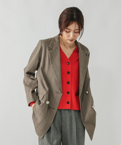 GLOBAL WORK（グローバルワーク）の「お手入れラクラクセットアップ/ダブルジャケット/498372（テーラードジャケット・レディース・アイボリー/ネイビー/ダークブラウン/ブラウン系その他・LARGE/SMALL/MEDIUM）」の19枚目の写真