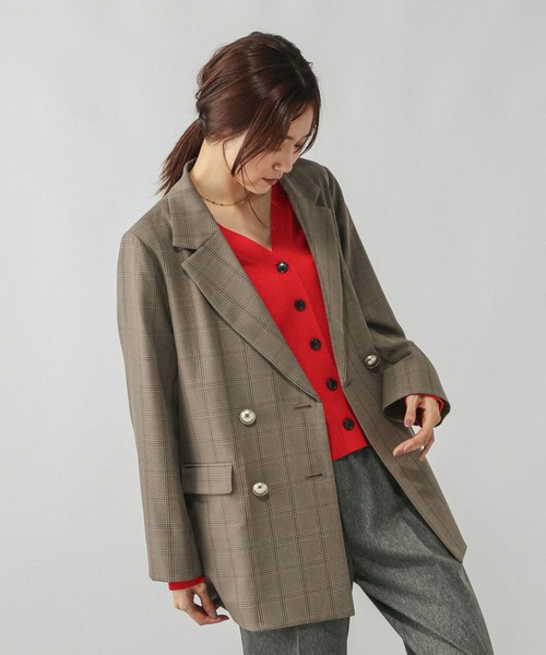 GLOBAL WORK（グローバルワーク）の「お手入れラクラクセットアップ/ダブルジャケット/498372（テーラードジャケット・レディース・アイボリー/ネイビー/ダークブラウン/ブラウン系その他・LARGE/SMALL/MEDIUM）」の20枚目の写真