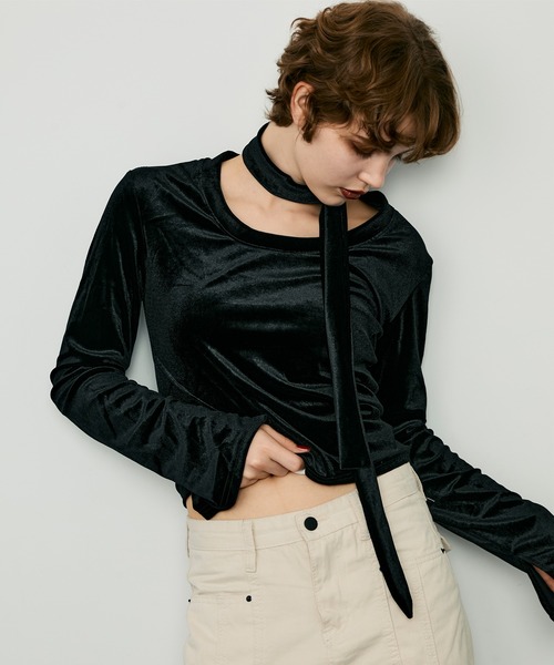 K*y様 OHGA ベロアトップス セール】シアーベロアトップス（Tシャツ/カットソー）｜SHENERY