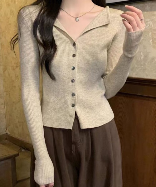 2ly2(トゥーリートゥー)の「スリムシルエットカーデ(カーディガン/ボレロ・レディース・アイボリー/ブラック/グレー/ベージュ・FREE)」の4枚目の写真